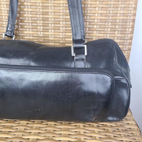 Hobo International Smooth Black Leather Satchel Bag Classic Design Organizer - Picture 2 of 16